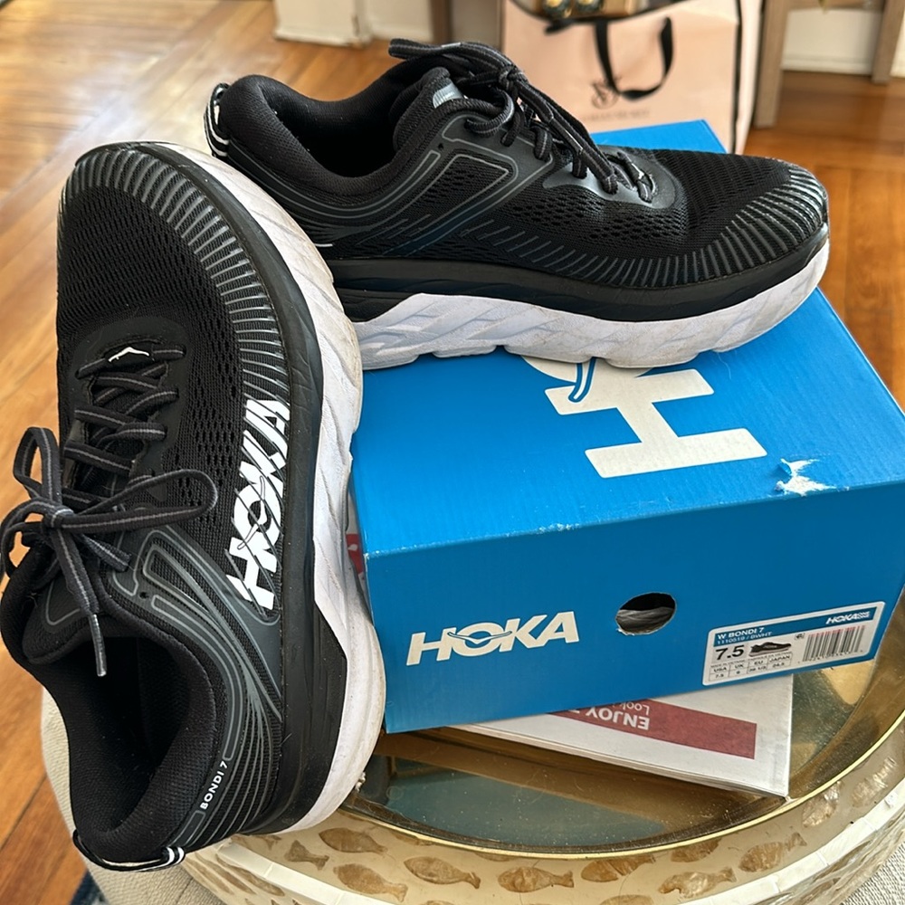 Black and White Hoka One One Sneakers-Size 7.5